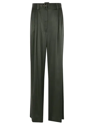 Zimmermann Silk Tuck Pant In Green