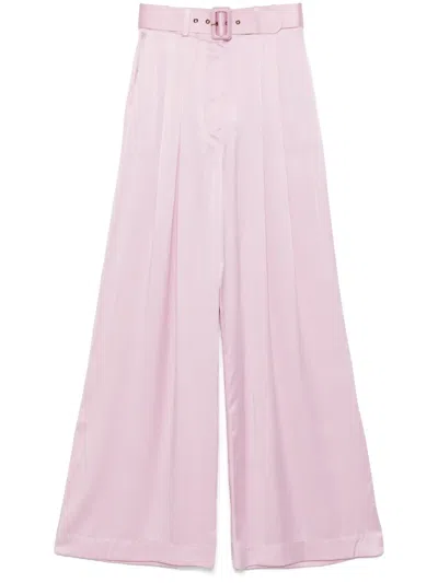 Zimmermann Silk Tuck Pants In Pink