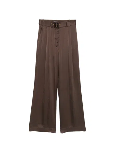 Zimmermann Silk Tuck Trousers In Brown