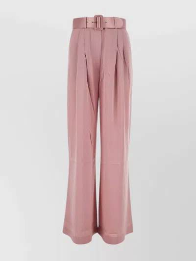 Zimmermann Silk Tuck Wide-leg Pant In Pink