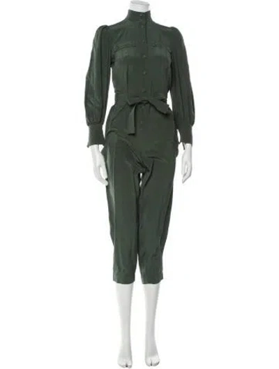 Pre-owned Zimmermann Silk Turtleneck Jumpsuit In Green
