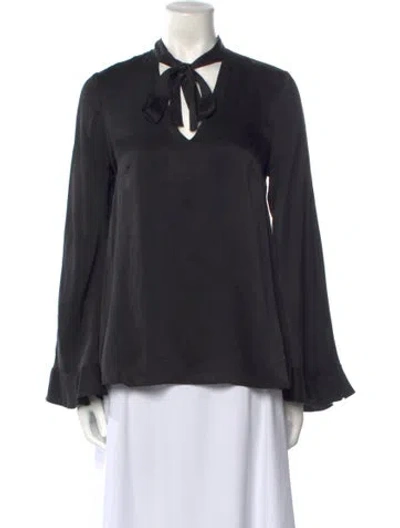 Pre-owned Zimmermann Silk V-neck Blouse In Black