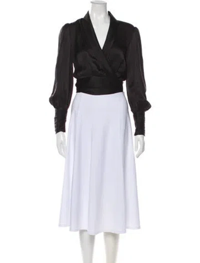 Pre-owned Zimmermann Silk V-neck Blouse In Black