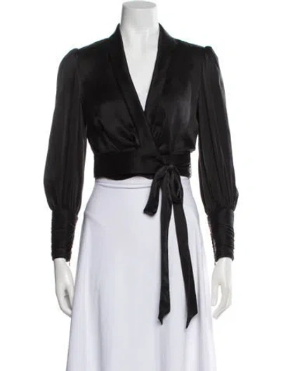Pre-owned Zimmermann Silk V-neck Blouse In Black