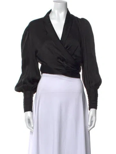 Pre-owned Zimmermann Silk V-neck Blouse In Black