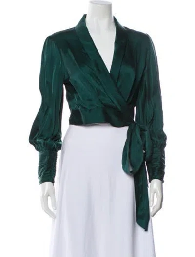 Pre-owned Zimmermann Silk V-neck Blouse In Blue