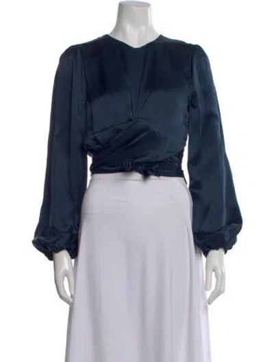 Pre-owned Zimmermann Silk V-neck Blouse In Blue