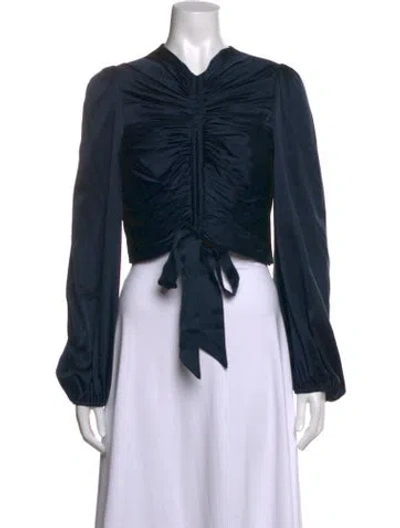 Pre-owned Zimmermann Silk V-neck Blouse In Blue