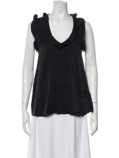 Pre-owned Zimmermann Silk V-neck Blouse In Gray