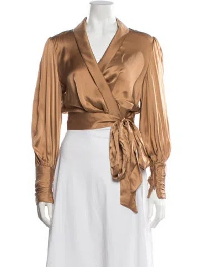 Pre-owned Zimmermann Silk V-neck Blouse In Neutral