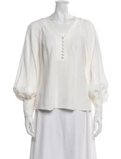 Pre-owned Zimmermann Silk V-neck Blouse In Neutral