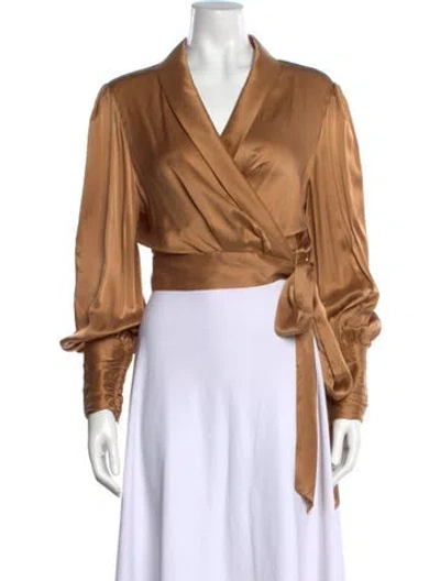 Pre-owned Zimmermann Silk V-neck Blouse In Neutrals