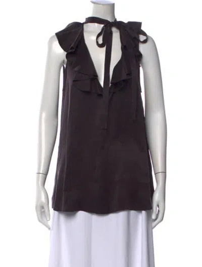 Pre-owned Zimmermann Silk V-neck Blouse In Purple
