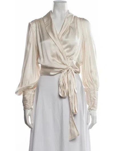 Pre-owned Zimmermann Silk V-neck Blouse In White