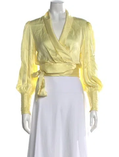 Pre-owned Zimmermann Silk V-neck Blouse In Yellow