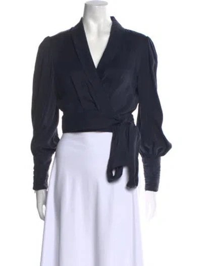 Pre-owned Zimmermann Silk V-neck Crop Top In Black