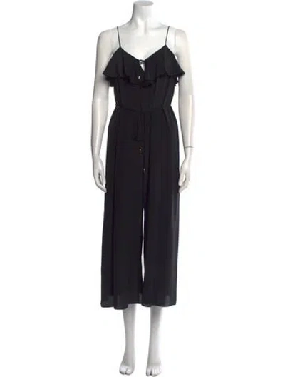 Pre-owned Zimmermann Silk V-neck Jumpsuit In Black