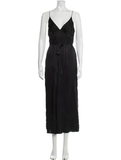 Pre-owned Zimmermann Silk V-neck Jumpsuit In Black