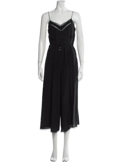 Pre-owned Zimmermann Silk V-neck Jumpsuit In Black