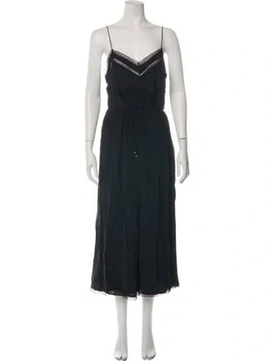 Pre-owned Zimmermann Silk V-neck Jumpsuit In Black