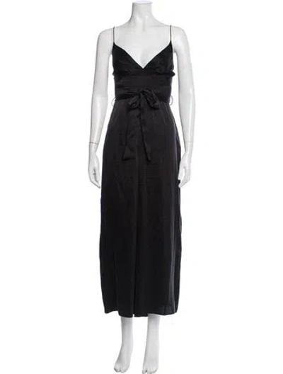 Pre-owned Zimmermann Silk V-neck Jumpsuit In Black