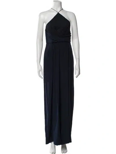 Pre-owned Zimmermann Silk V-neck Jumpsuit In Blue