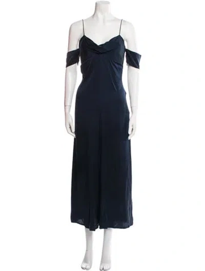 Pre-owned Zimmermann Silk V-neck Jumpsuit In Blue
