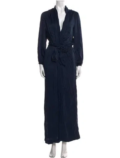 Pre-owned Zimmermann Silk V-neck Jumpsuit In Blue