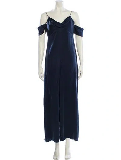 Pre-owned Zimmermann Silk V-neck Jumpsuit In Blue