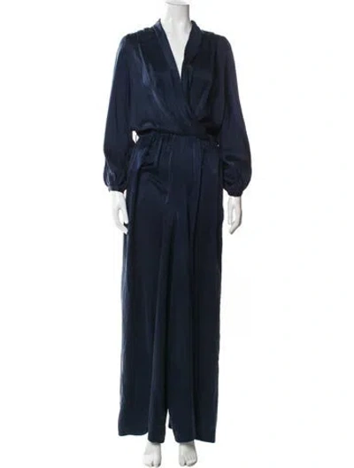 Pre-owned Zimmermann Silk V-neck Jumpsuit In Blue