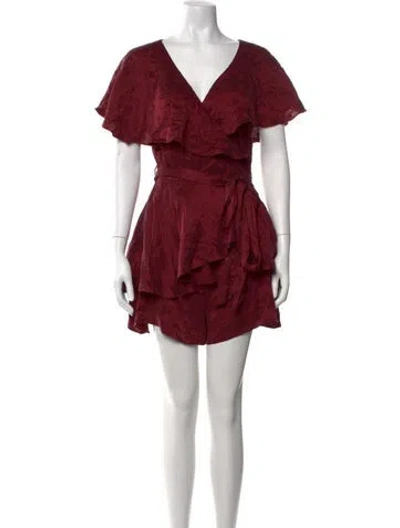 Pre-owned Zimmermann Silk V-neck Jumpsuit In Burgundy