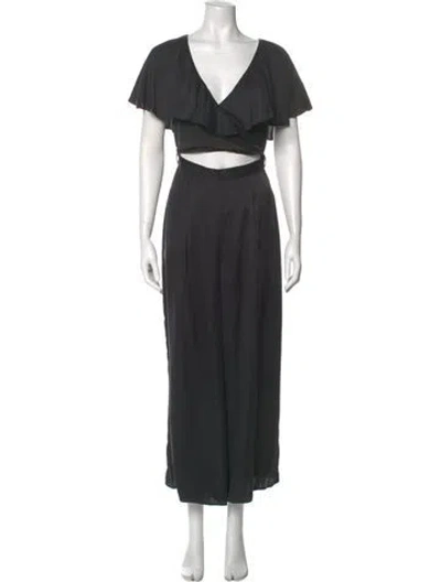 Pre-owned Zimmermann Silk V-neck Jumpsuit In Gray