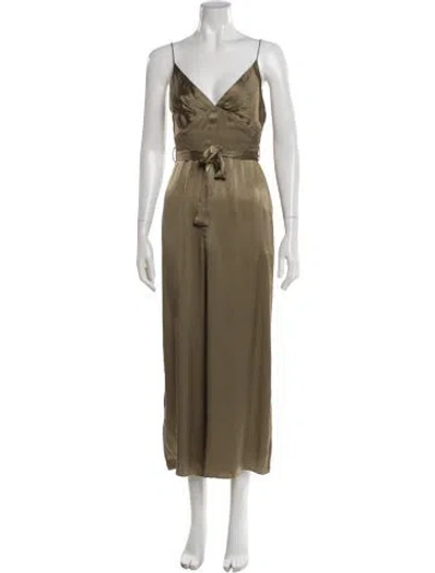 Pre-owned Zimmermann Silk V-neck Jumpsuit In Green