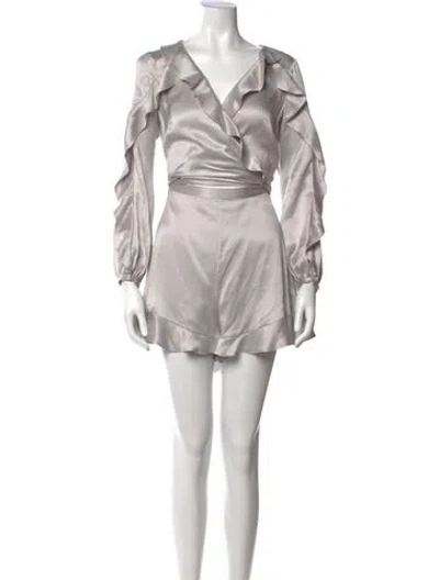 Pre-owned Zimmermann Silk V-neck Jumpsuit In Grey