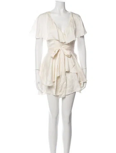 Pre-owned Zimmermann Silk V-neck Jumpsuit In Neutrals