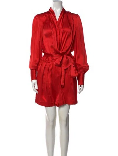 Pre-owned Zimmermann Silk V-neck Jumpsuit W/ Tags In Red