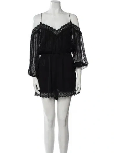 Pre-owned Zimmermann Silk V-neck Romper In Black