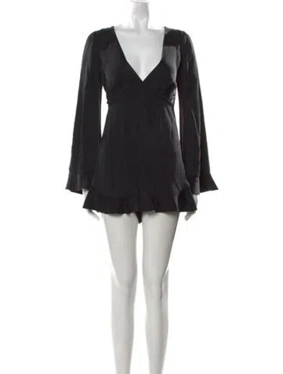 Pre-owned Zimmermann Silk V-neck Romper In Black
