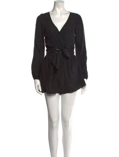 Pre-owned Zimmermann Silk V-neck Romper In Black