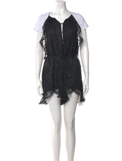 Pre-owned Zimmermann Silk V-neck Romper In Black