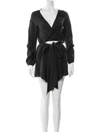 Pre-owned Zimmermann Silk V-neck Romper In Black