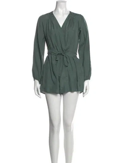 Pre-owned Zimmermann Silk V-neck Romper In Green