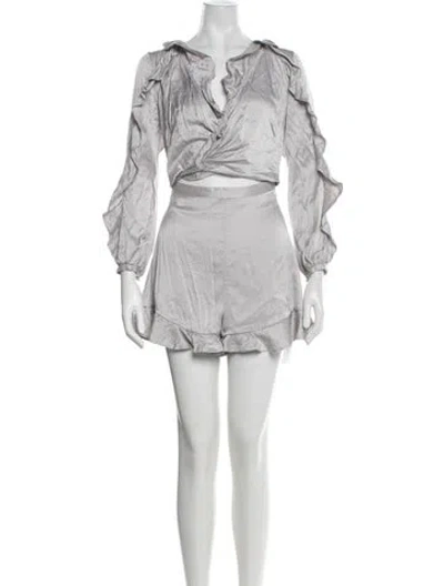 Pre-owned Zimmermann Silk V-neck Romper In Grey