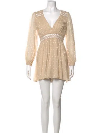 Pre-owned Zimmermann Silk V-neck Romper In Neutral
