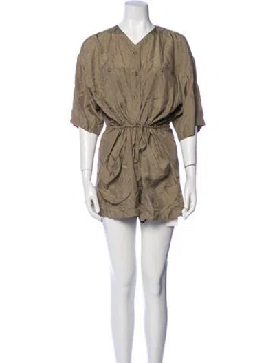 Pre-owned Zimmermann Silk V-neck Romper In Neutral