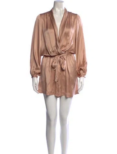Pre-owned Zimmermann Silk V-neck Romper In Pink