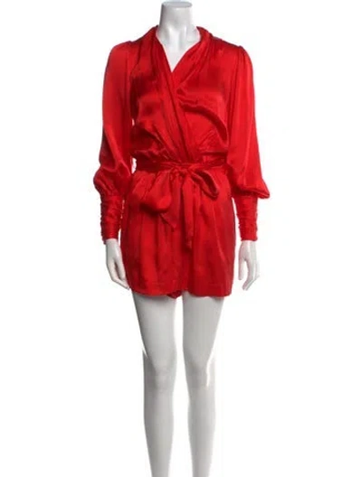 Pre-owned Zimmermann Silk V-neck Romper In Red