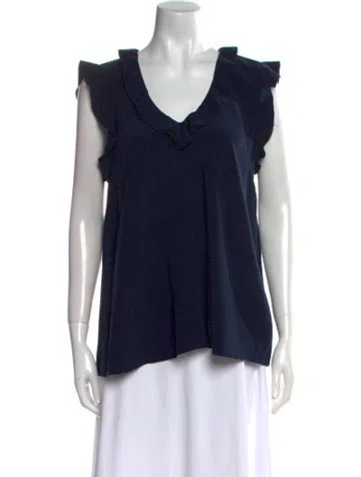 Pre-owned Zimmermann Silk V-neck Top In Blue