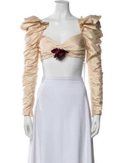 Pre-owned Zimmermann Silk V-neck Top W/ Tags In Neutral