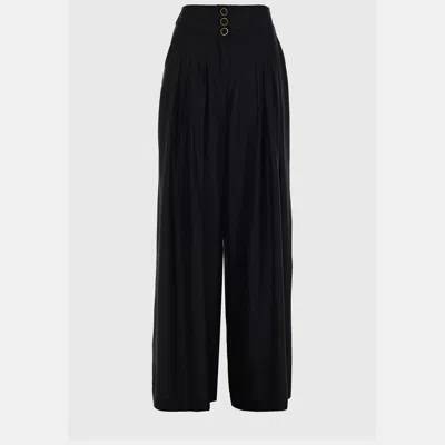 Pre-owned Zimmermann Silk Wide Leg Pants Au 0p In Black